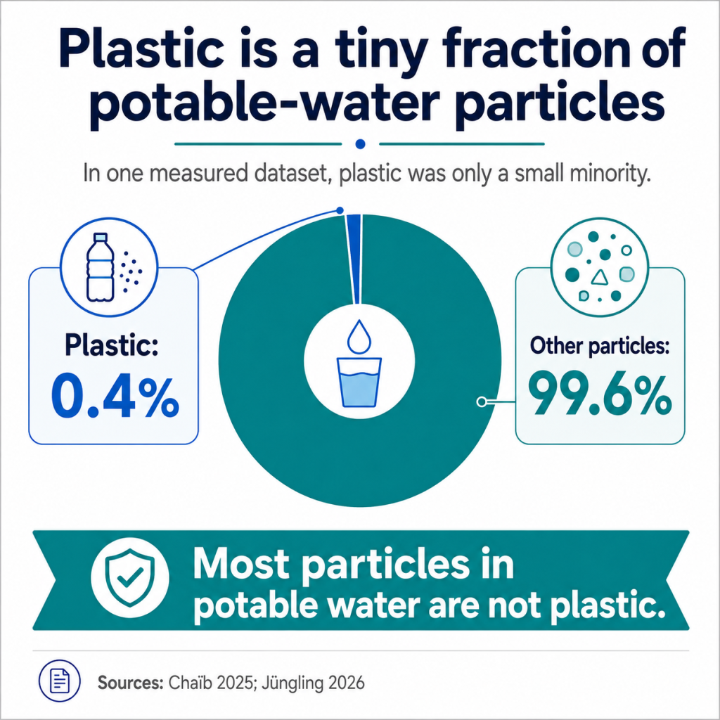 Microplastics are a Tiny Fraction of Particles in Potable Water Particles
